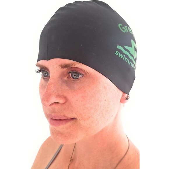 Greener Silicone, Swimming Caps, Black - NEW - Picture 2 of 9